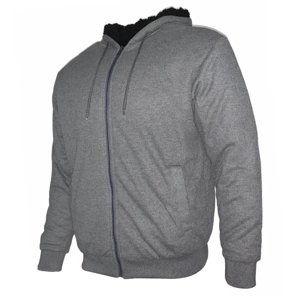 Mens Heavyweight Hoodie Jacket Warm Sherpa Lining Zip Up Sweater HK99112M