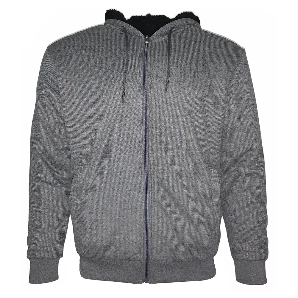 Mens Heavyweight Hoodie Jacket Warm Sherpa Lining Zip Up Sweater HK99112M