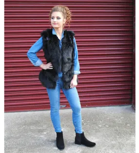 Natasha Luxury Black Faux Fur Gilet