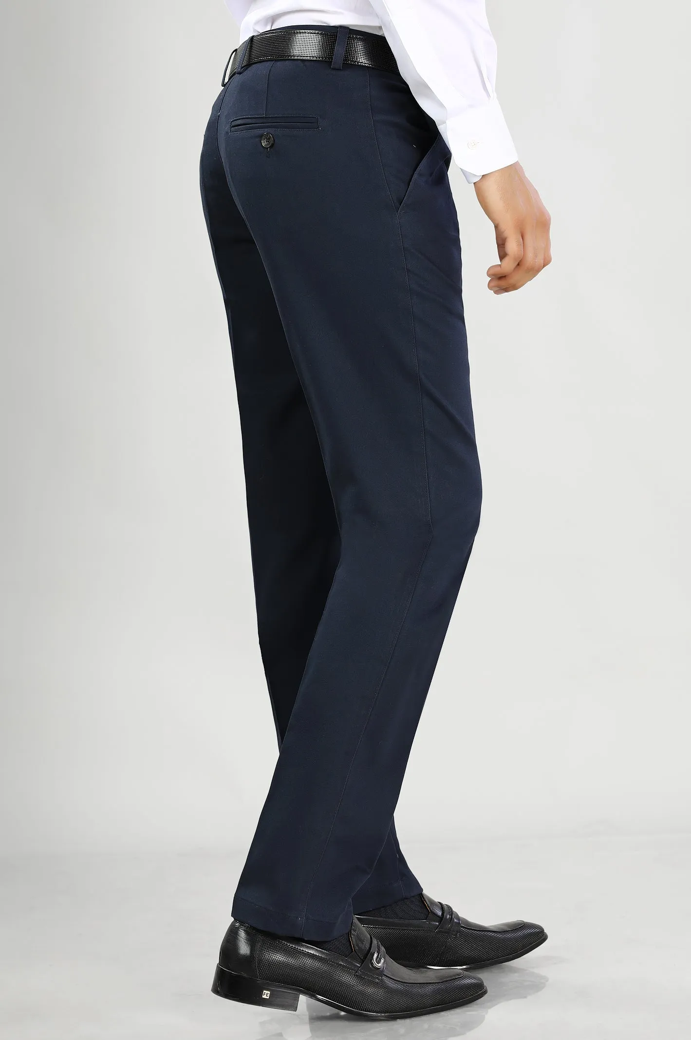 Navy Blue Cotton Smart Fit Trouser
