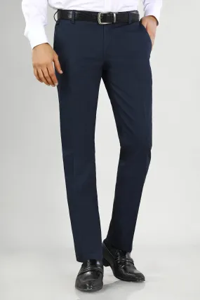 Navy Blue Cotton Smart Fit Trouser