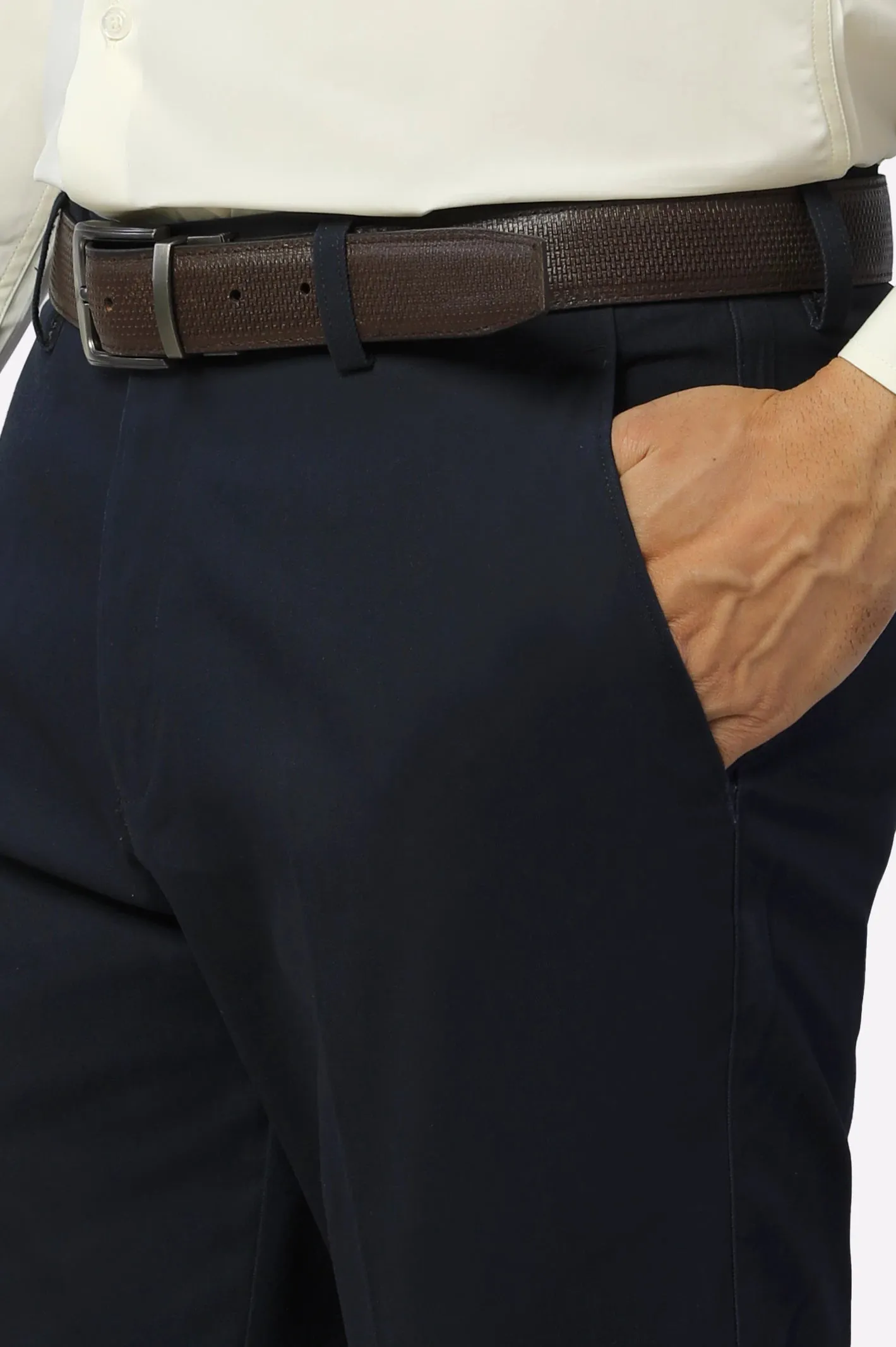 Navy Blue Regular Fit Cotton Trouser