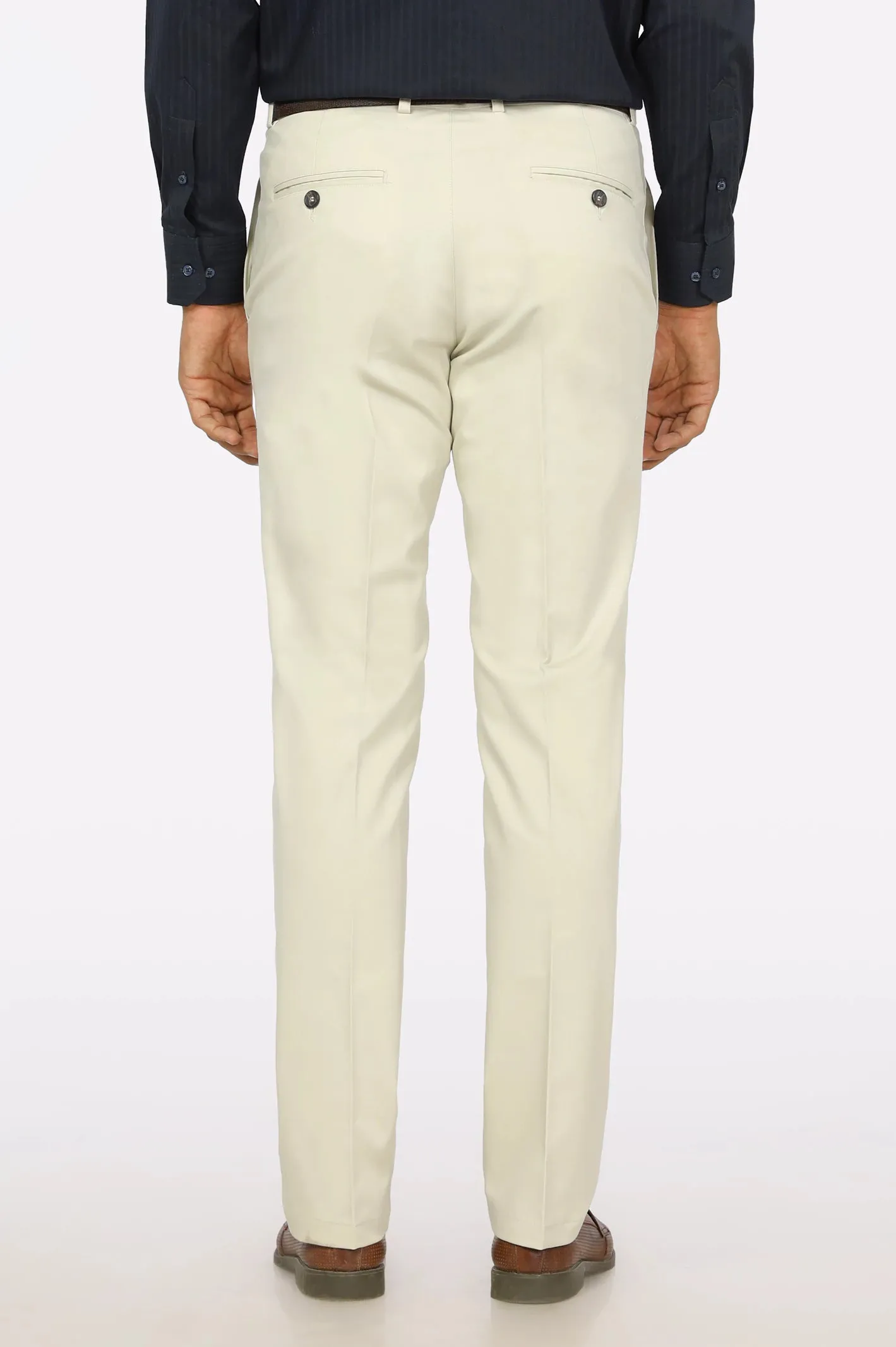 Off White Cotton Regular Fit Trouser