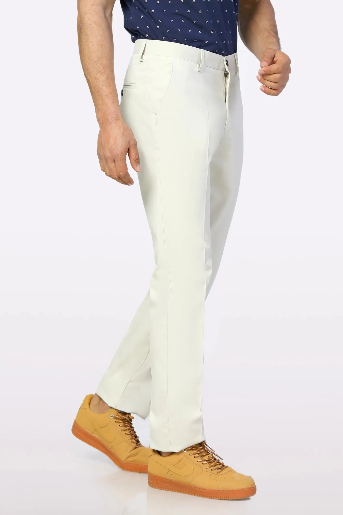 Off White Regular Fit Cotton Trouser
