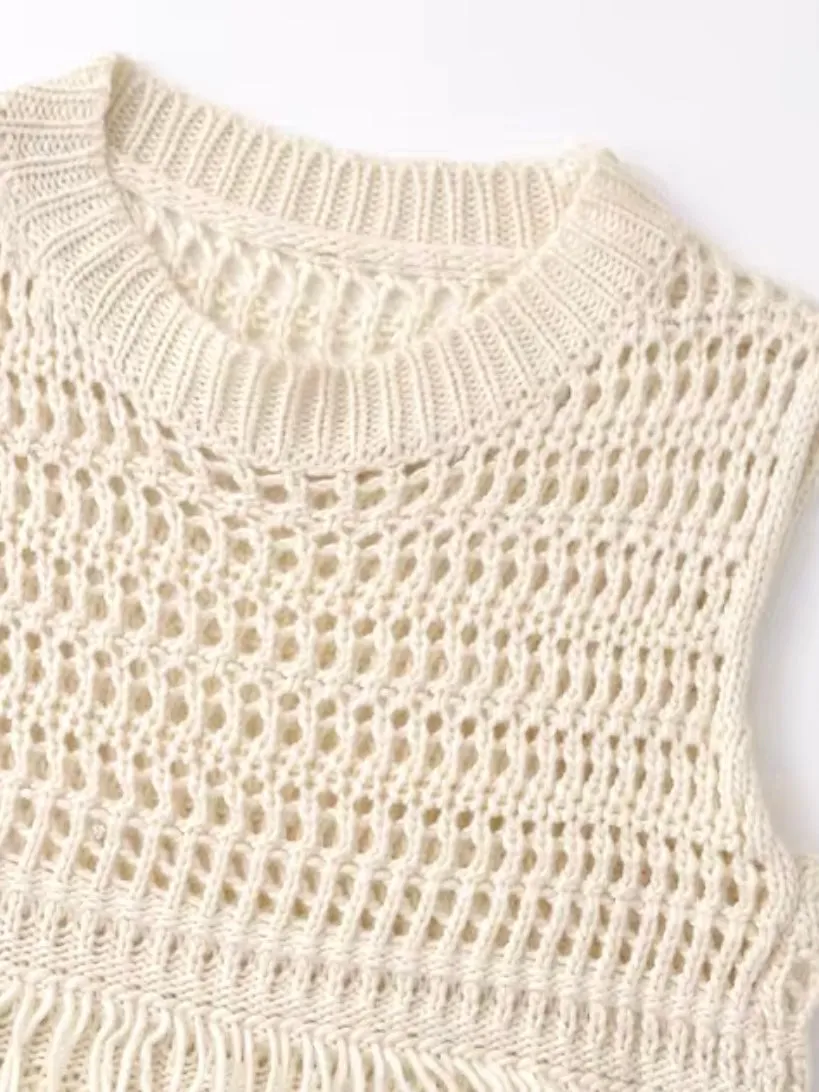 Off white shaggy boho knitted top