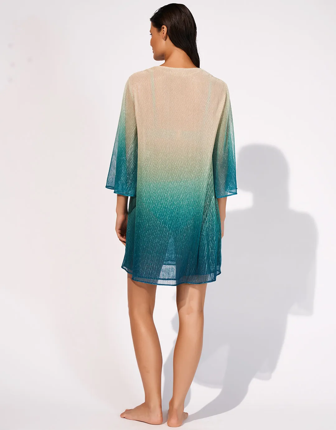 Ombre Metallic Tunic - Aqua Gradient