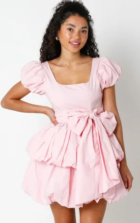 Pink Bubble Bow Mini Dress