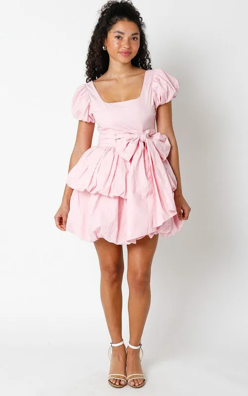 Pink Bubble Bow Mini Dress