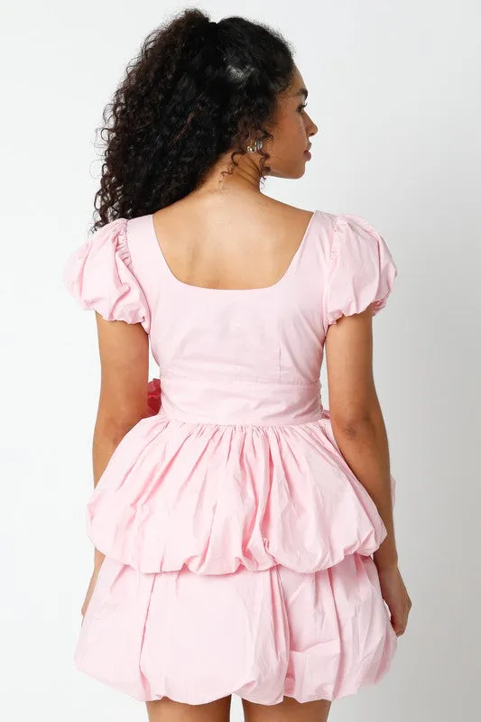 Pink Bubble Bow Mini Dress