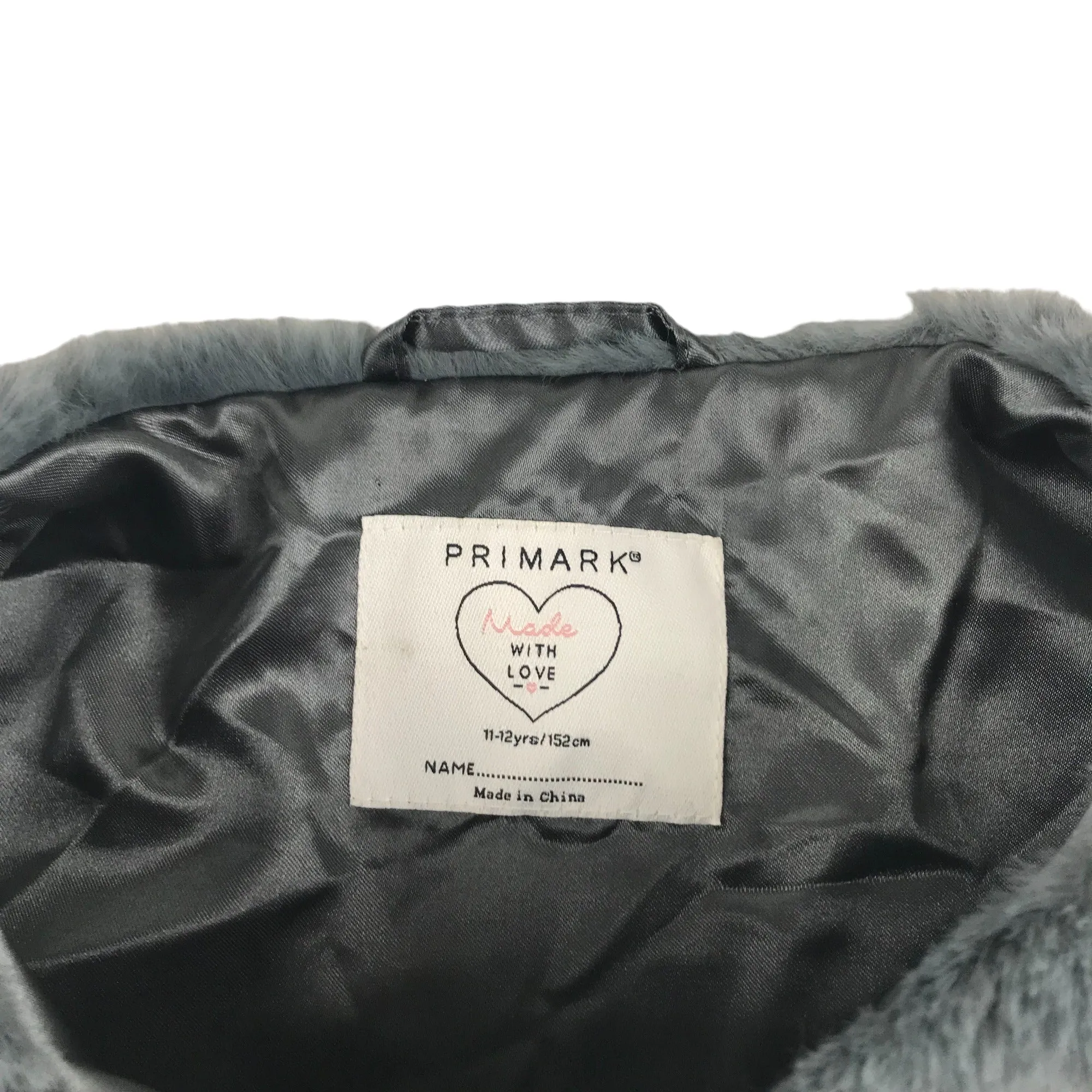 Primark Faux Fur Gilet Age 11 Grey Soft Fluffy