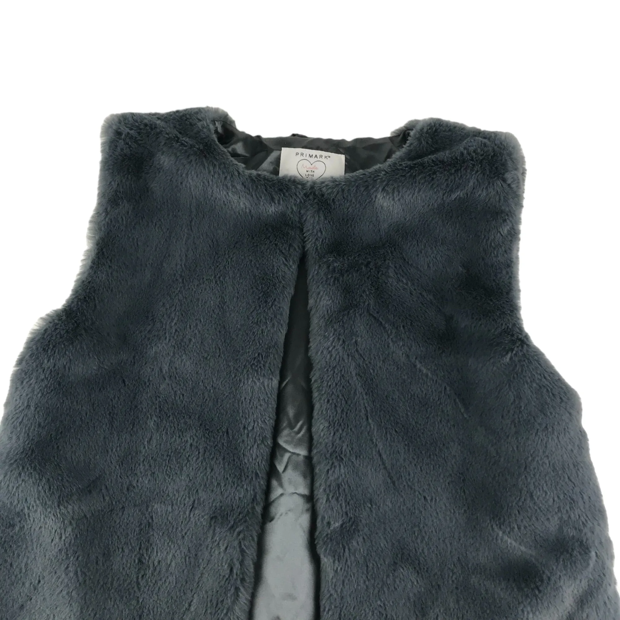 Primark Faux Fur Gilet Age 11 Grey Soft Fluffy
