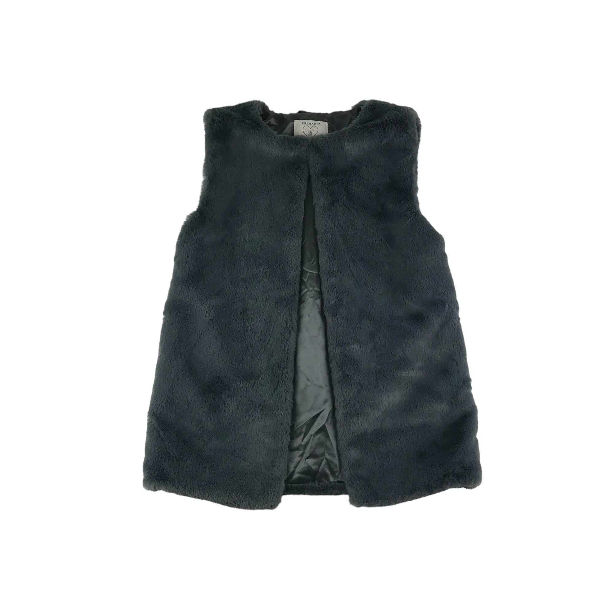 Primark Faux Fur Gilet Age 11 Grey Soft Fluffy