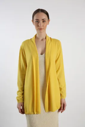 Pure Cashmere Draped Cardigan - Yellow