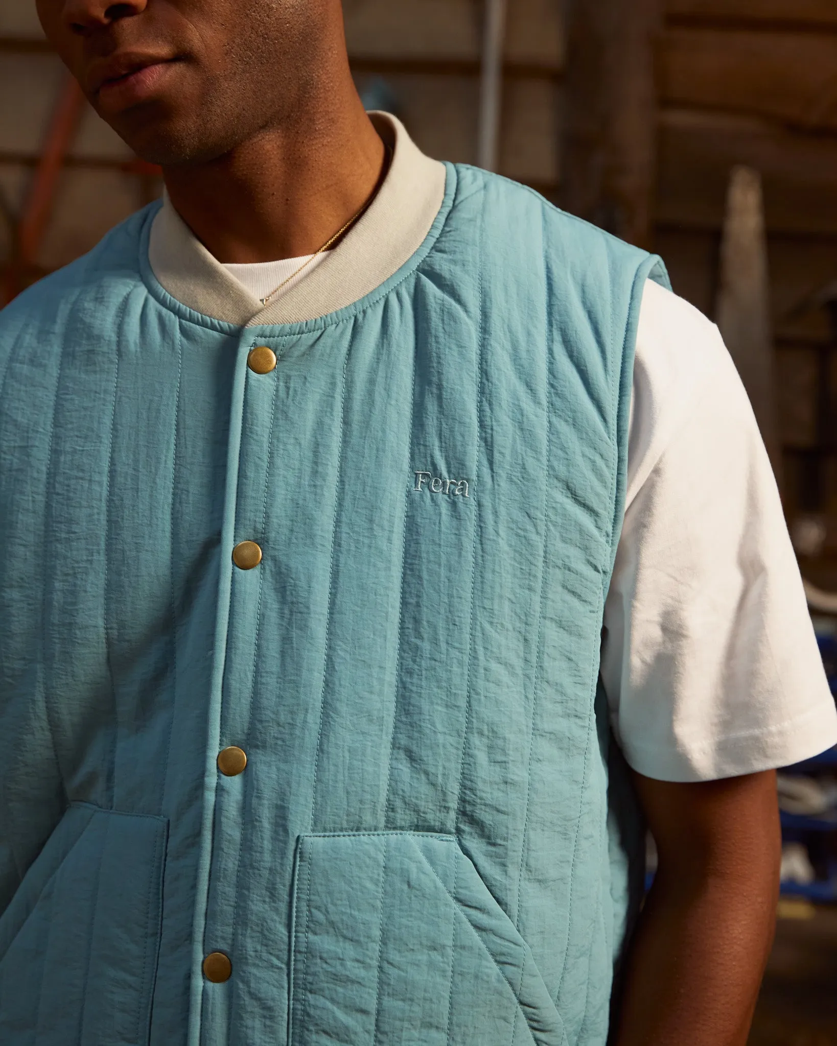 Quilted Gilet - Sky Blue