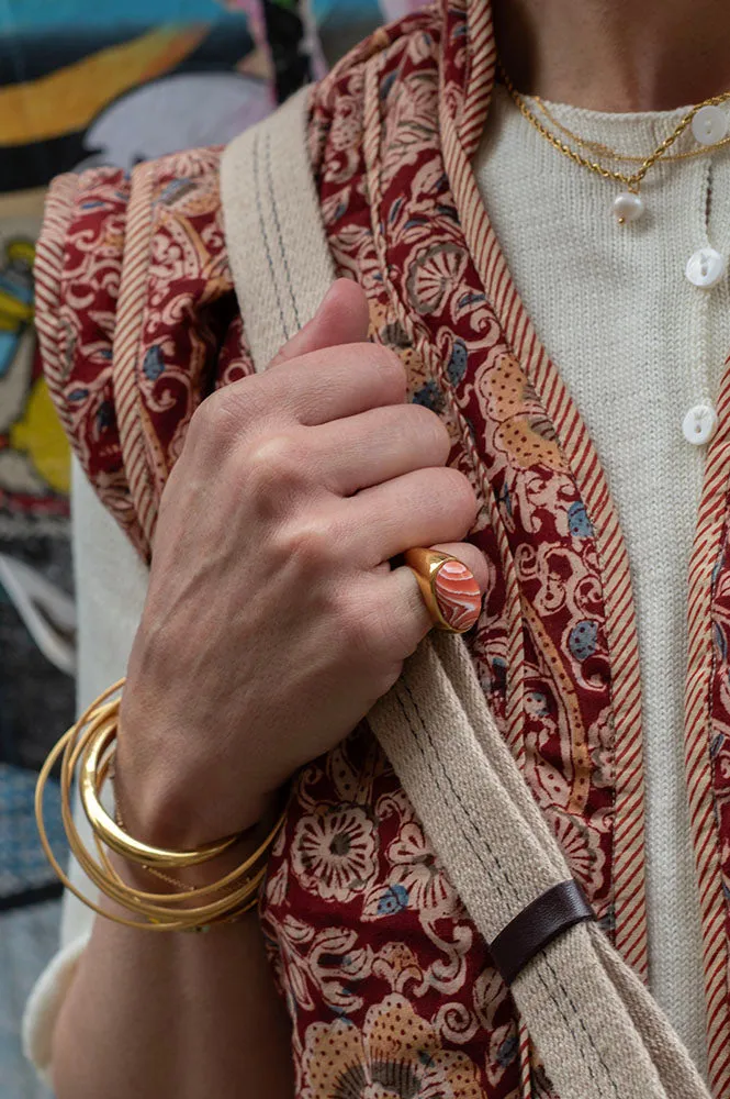 Quilted Red Floral Print Gilet