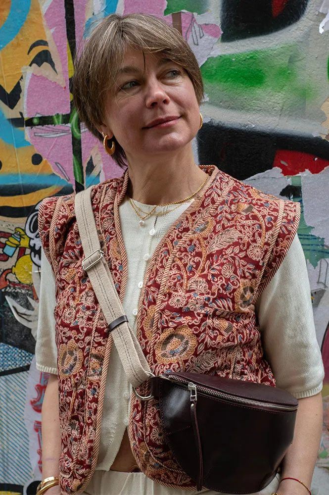 Quilted Red Floral Print Gilet