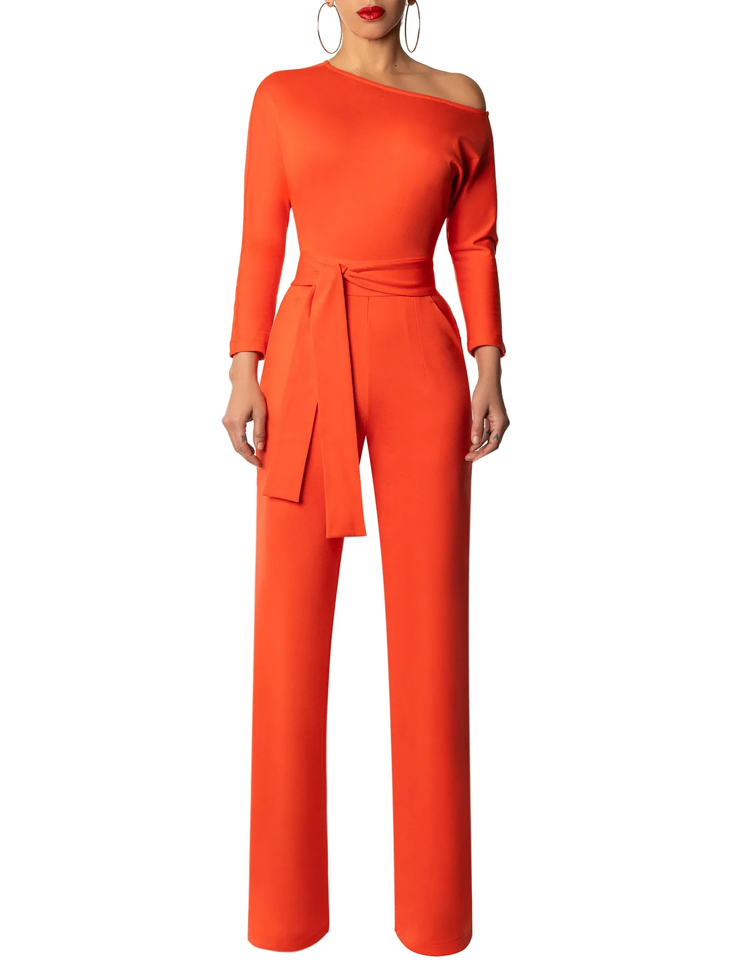"Joplin" Orange Off Shoulder Jumpsuit
