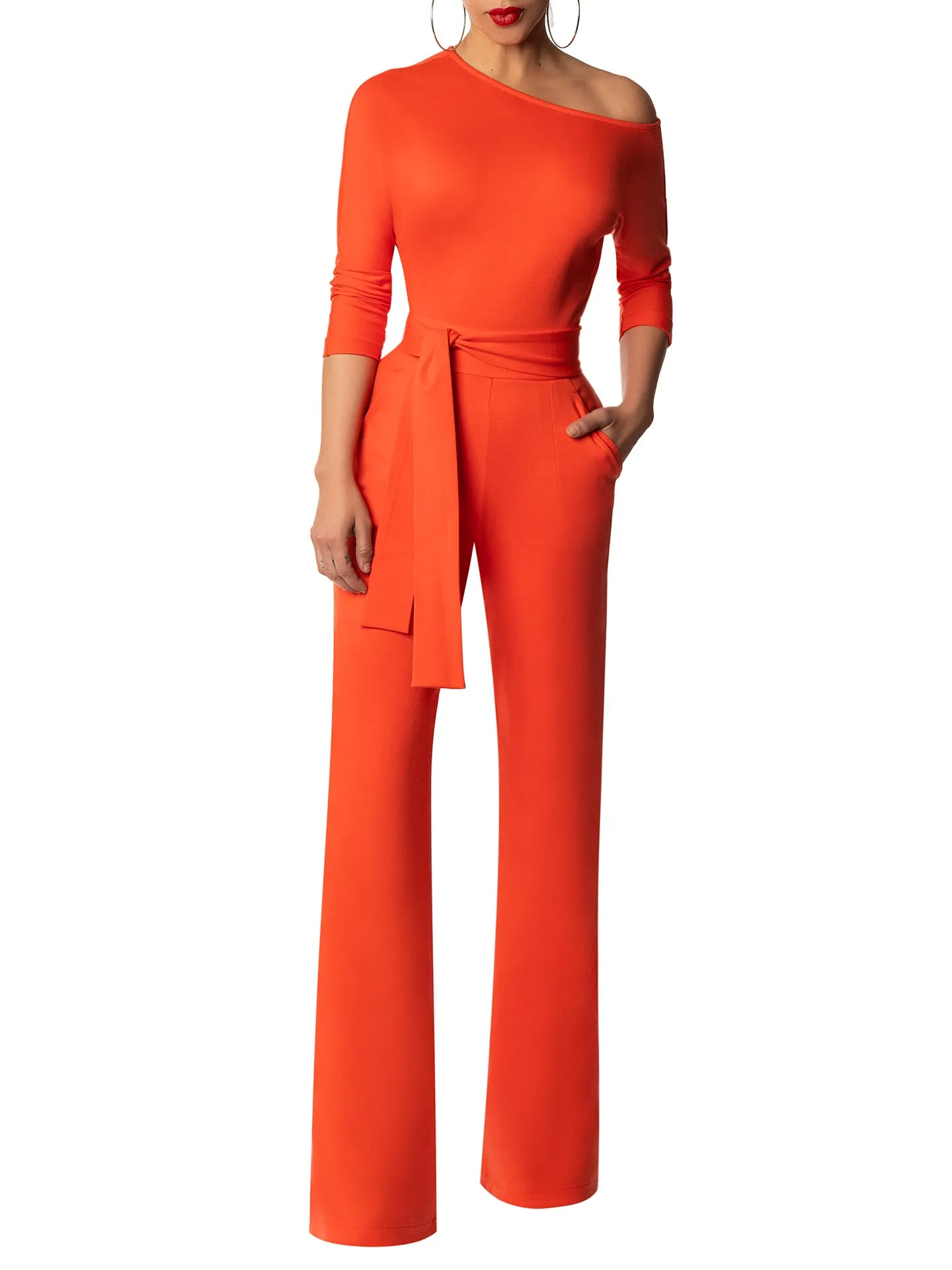 "Joplin" Orange Off Shoulder Jumpsuit