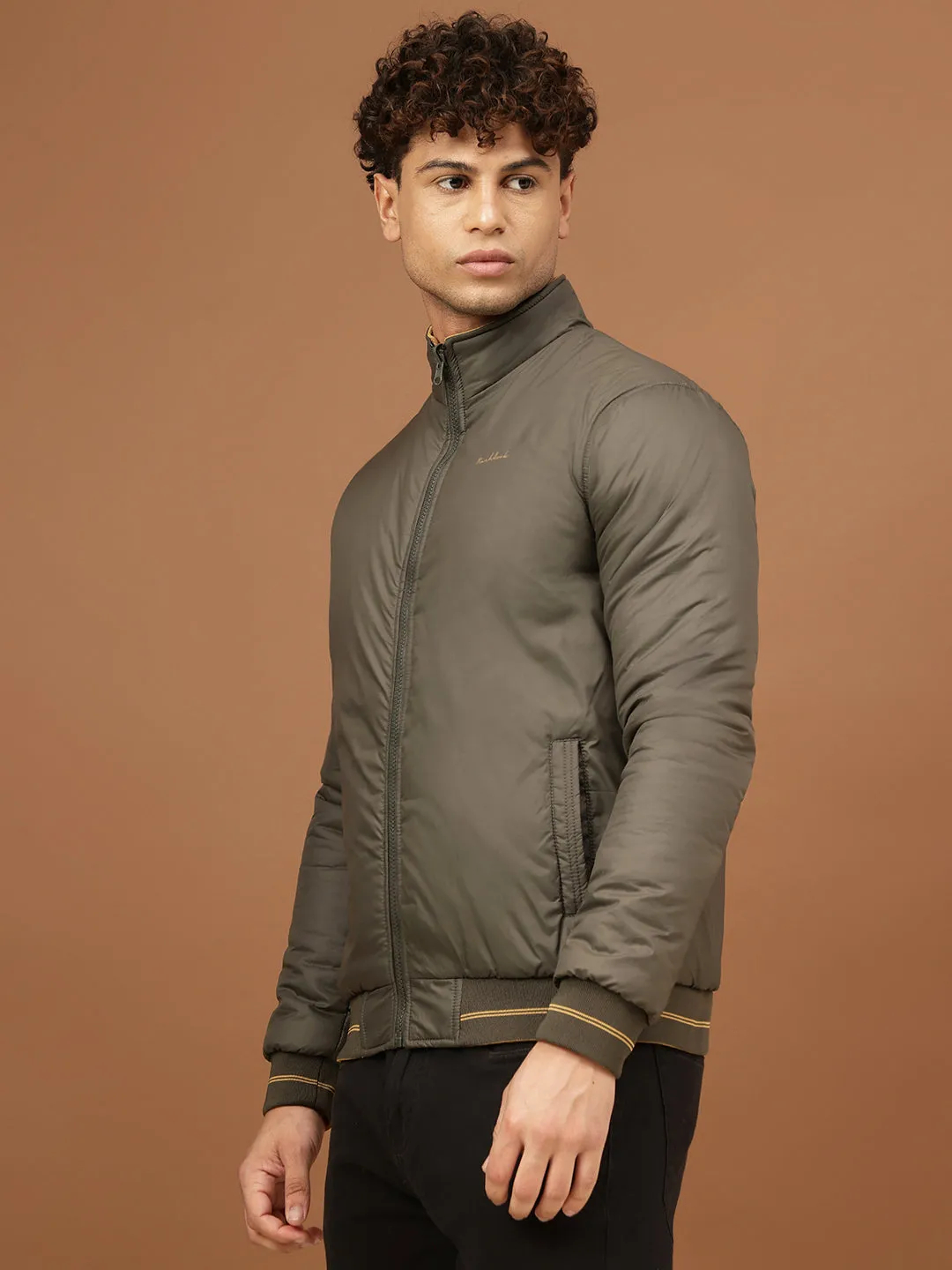 Richlook Men Full Sleeve Olive & Mustard Reversible Jacket