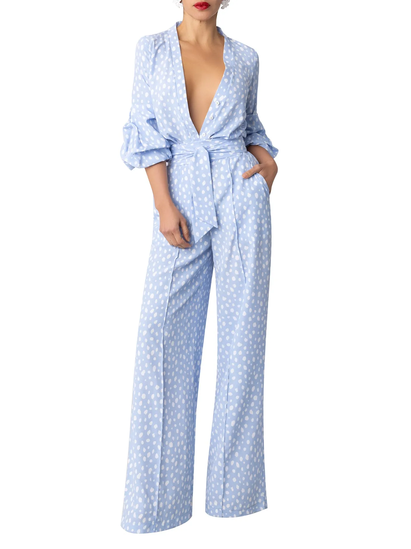 “Rory” Blue Polka Dot Jumpsuit