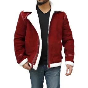 Ryan Reynolds Spirited Red Suede Shearling Jacket - Holiday Edition