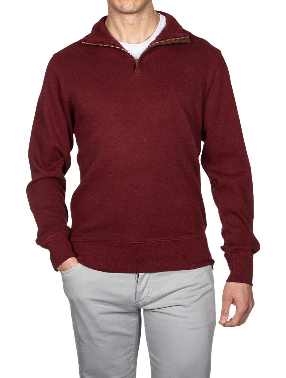Sacker Rib Half Zip Dark Burgundy Melange