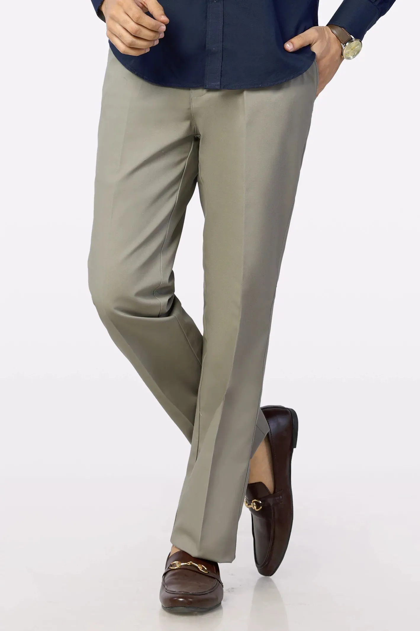 Sand Regular Fit Cotton Trouser