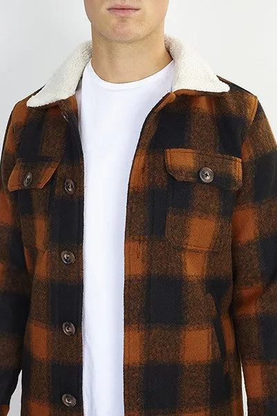 SHERPA COLLAR LUMBERJACK CHECK JACKET