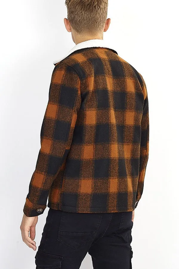 SHERPA COLLAR LUMBERJACK CHECK JACKET
