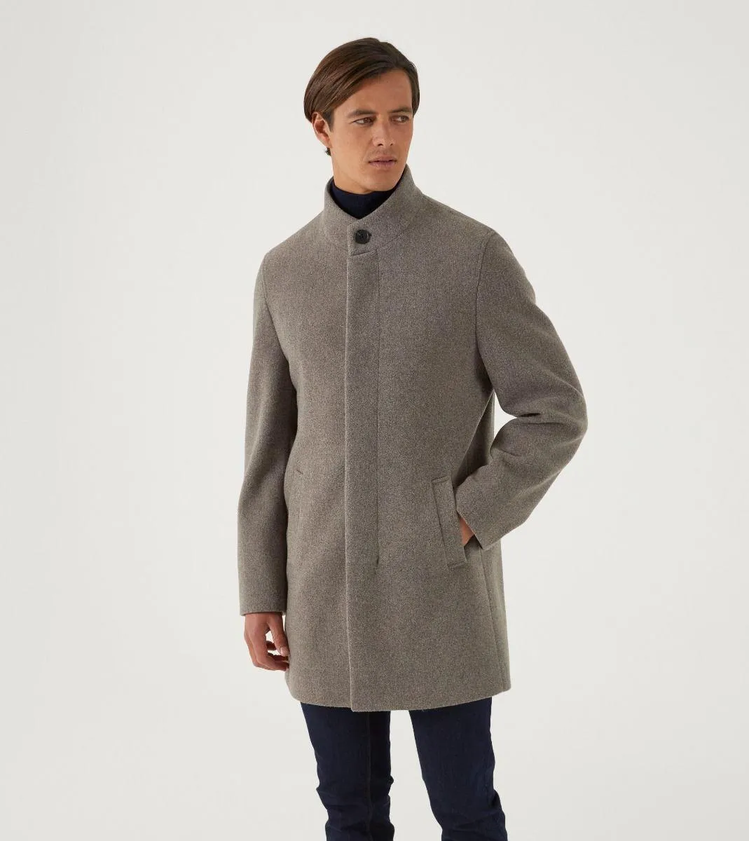 Skopes Men's Plus Size Classic Style Overcoat In Oatmeal Size 2Xl-5Xl