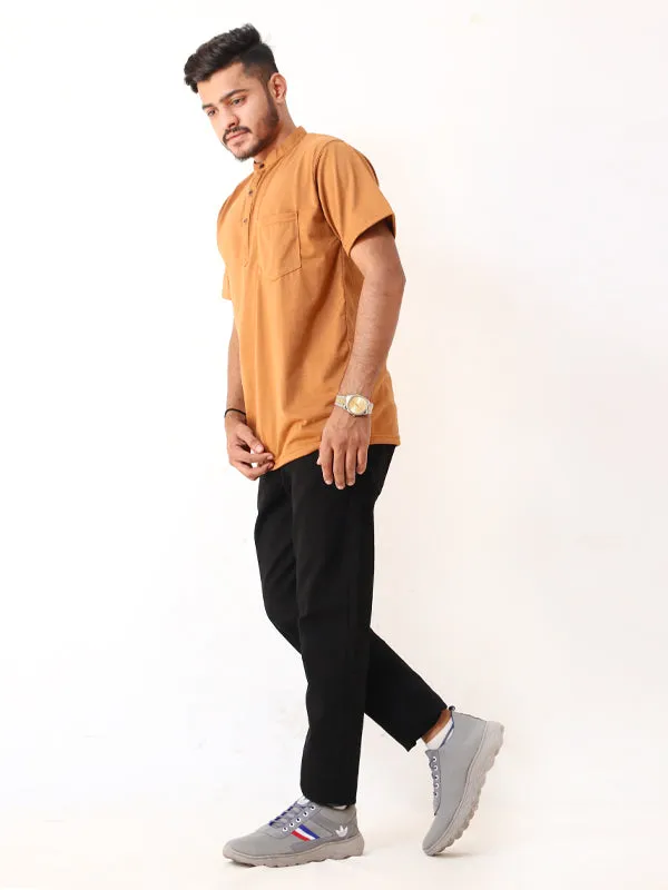SN Men's Half Button T-Shirt Mustard