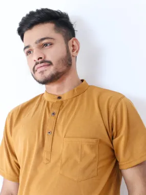 SN Men's Half Button T-Shirt Mustard