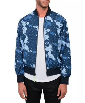 Society of Threads Mens Paisley Reversible Bomber Jacket Navy Blue Large