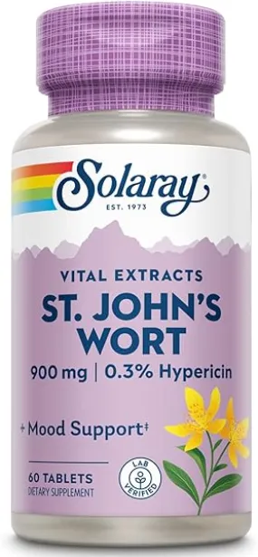 SOLARAY St. Johns Wort Aerial Extract One Daily 900mg, Standardized w/ 0.3% Hypericin for Mood Stability & Brain Health Support, Non-GMO |60 Servings | 60 Tablets in Pakistan
