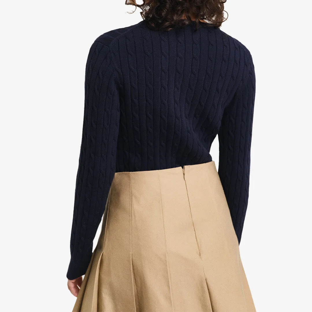 STRETCH COTTON CABLE CARDIGAN