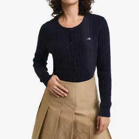 STRETCH COTTON CABLE CARDIGAN