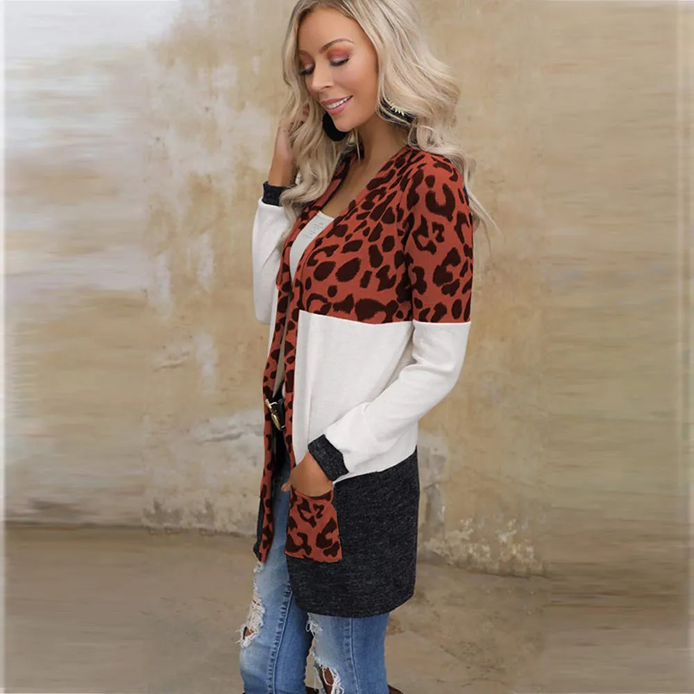 Style Update Leopard Print Long Knit Jacket
