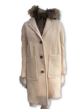 TARA JARMON Wool Raccoon Fur Detachable Lining COAT JACKET Ladies