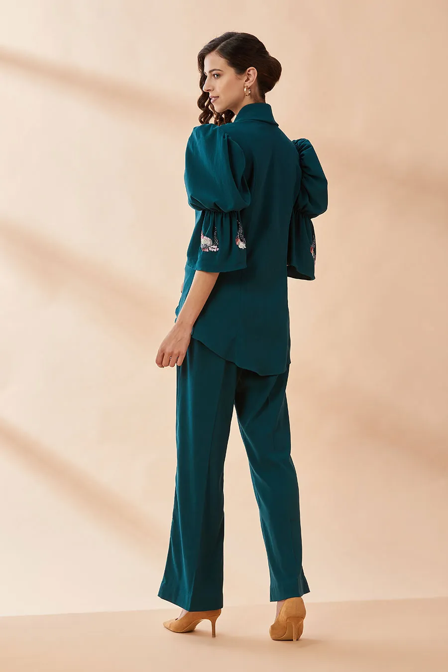 Teal Sequin Blazer Co-Ord Set