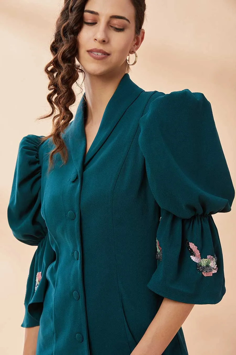 Teal Sequin Blazer Co-Ord Set