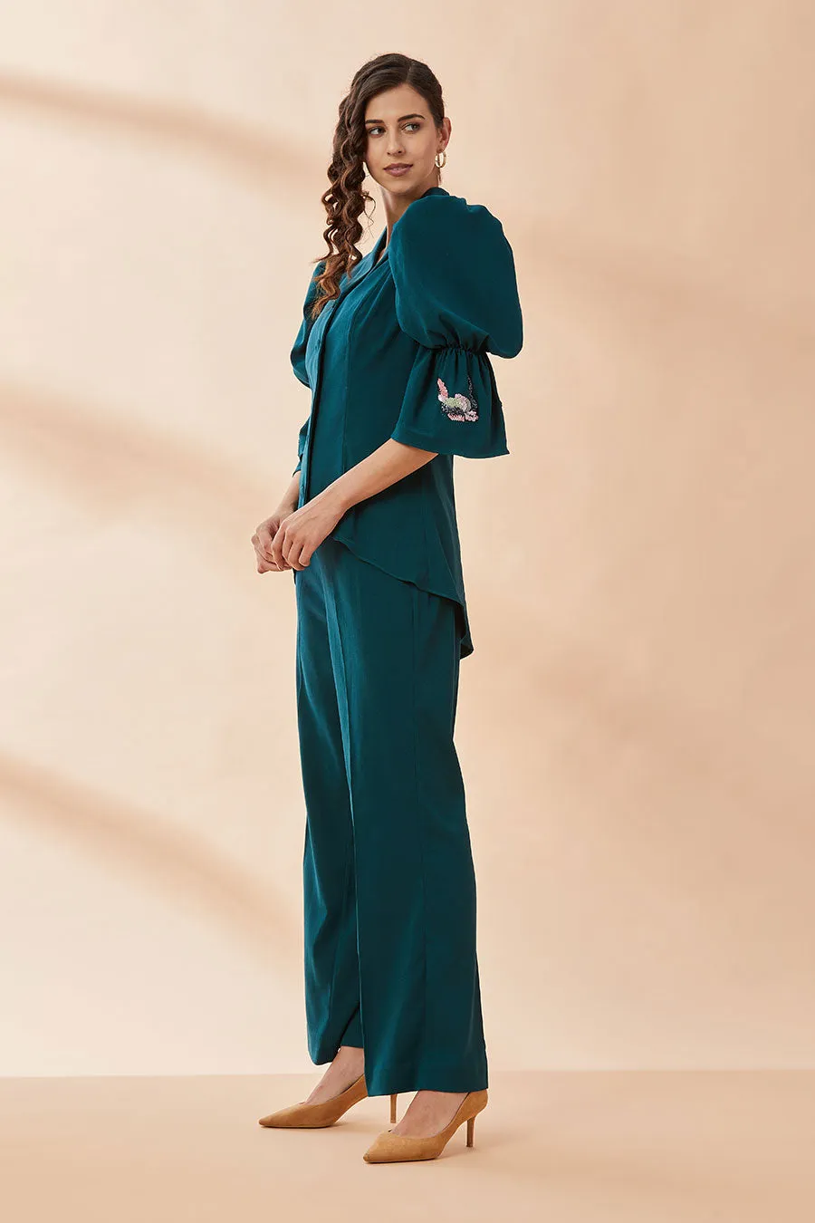 Teal Sequin Blazer Co-Ord Set