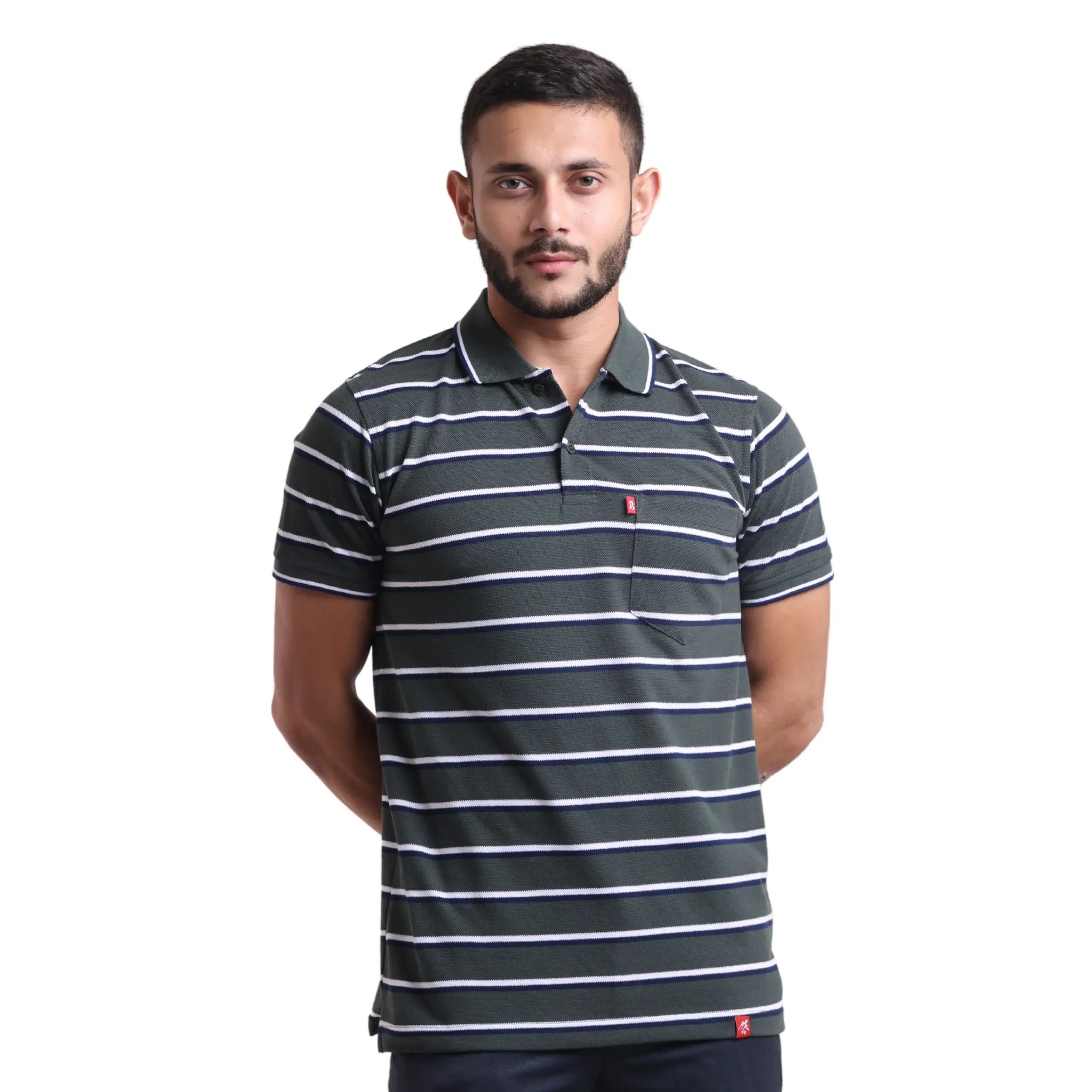 The Pique Contrast Stripes Designer Polo