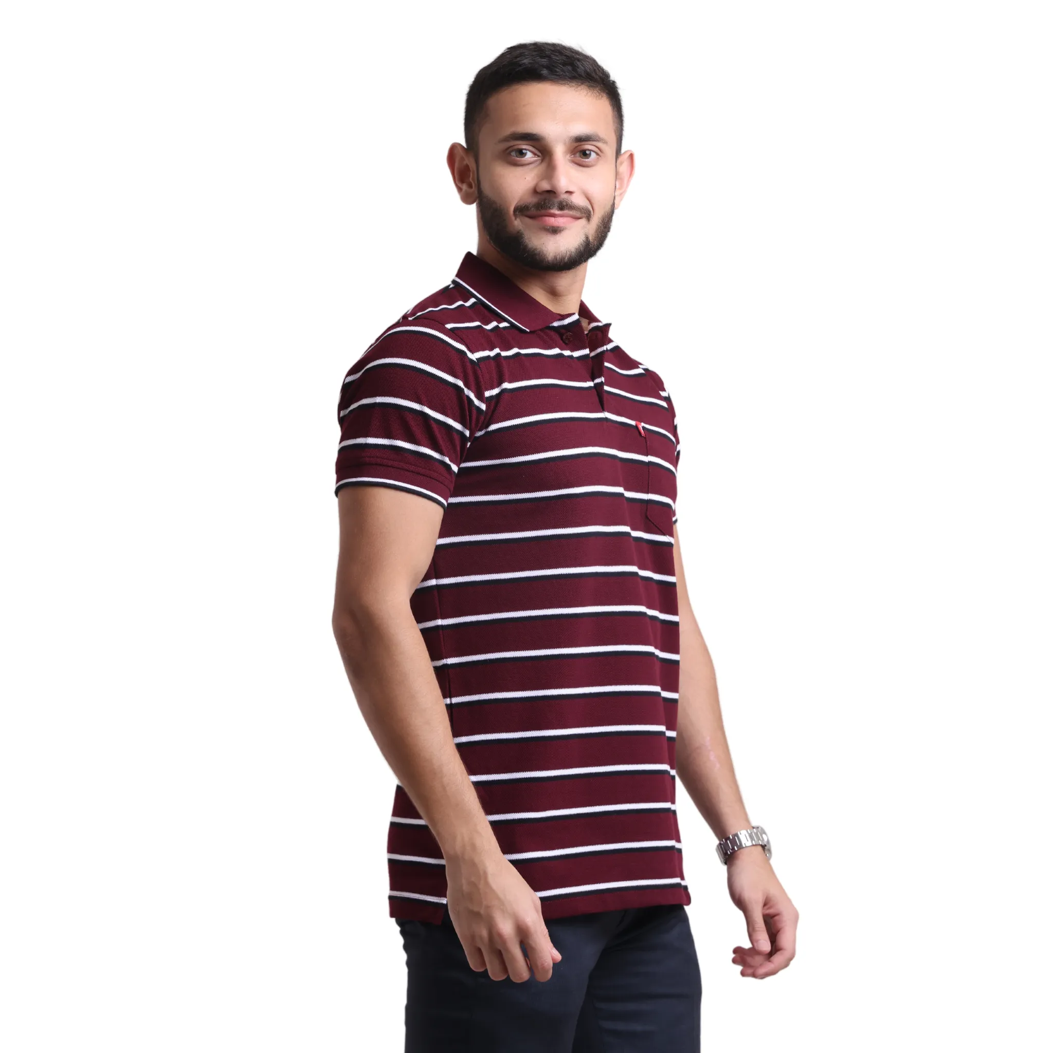 The Pique Contrast Stripes Designer Polo