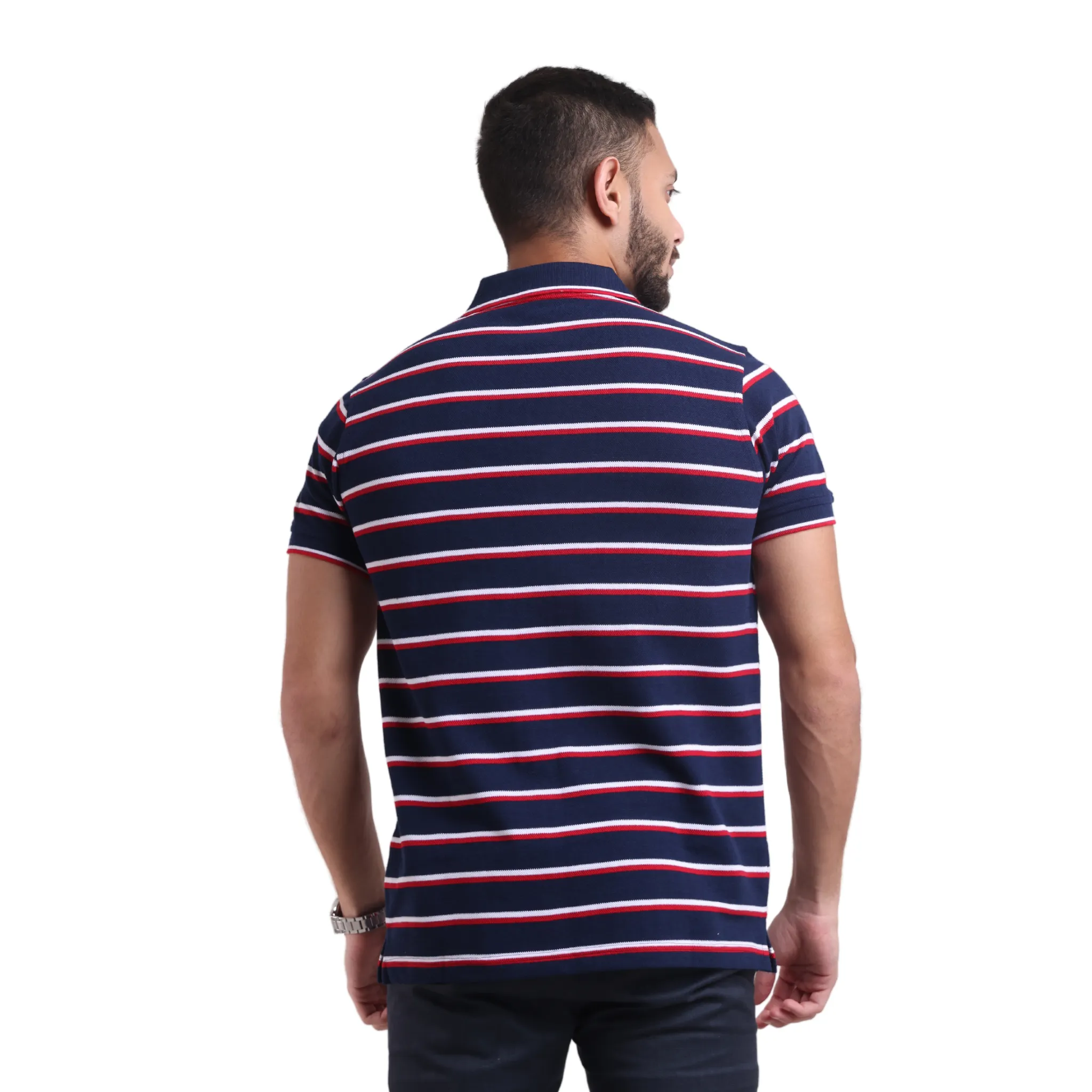 The Pique Contrast Stripes Designer Polo