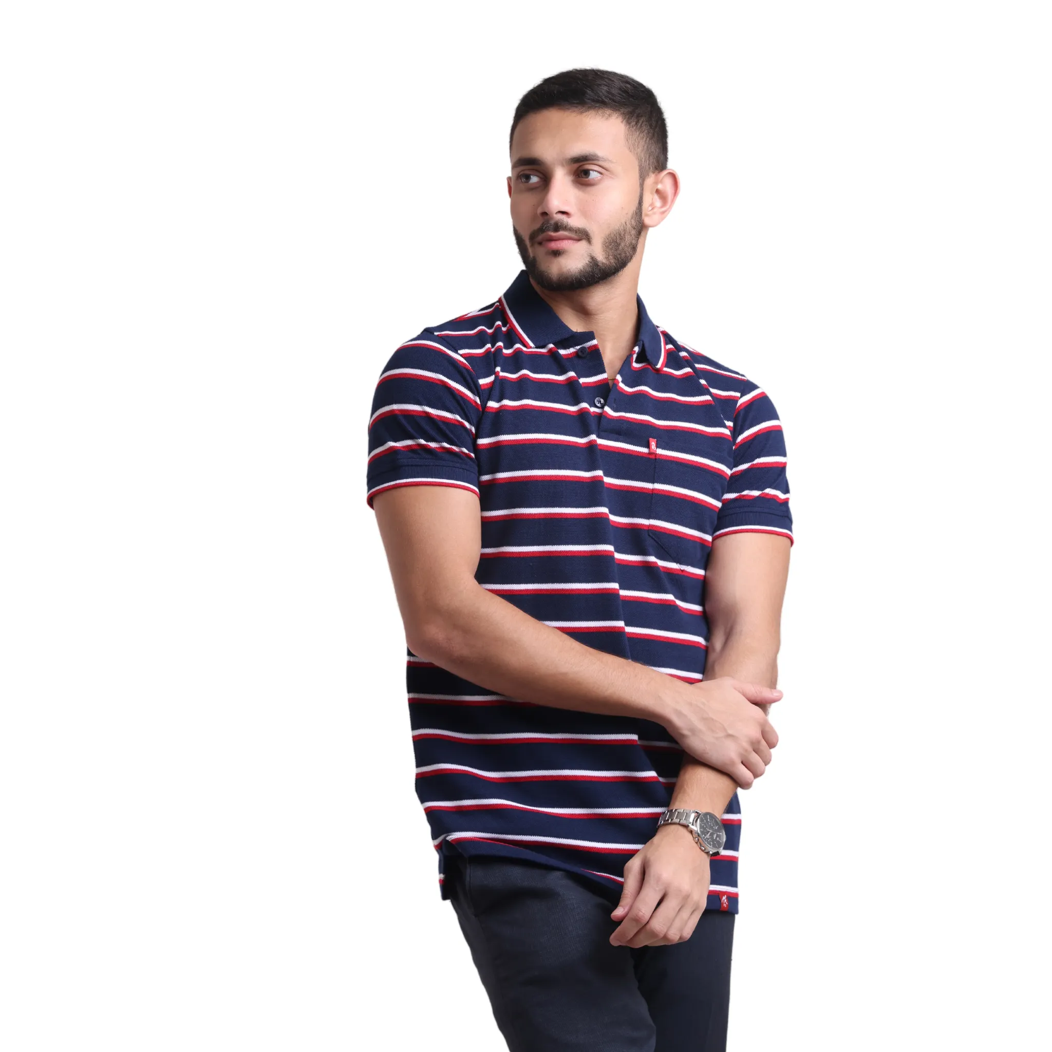 The Pique Contrast Stripes Designer Polo
