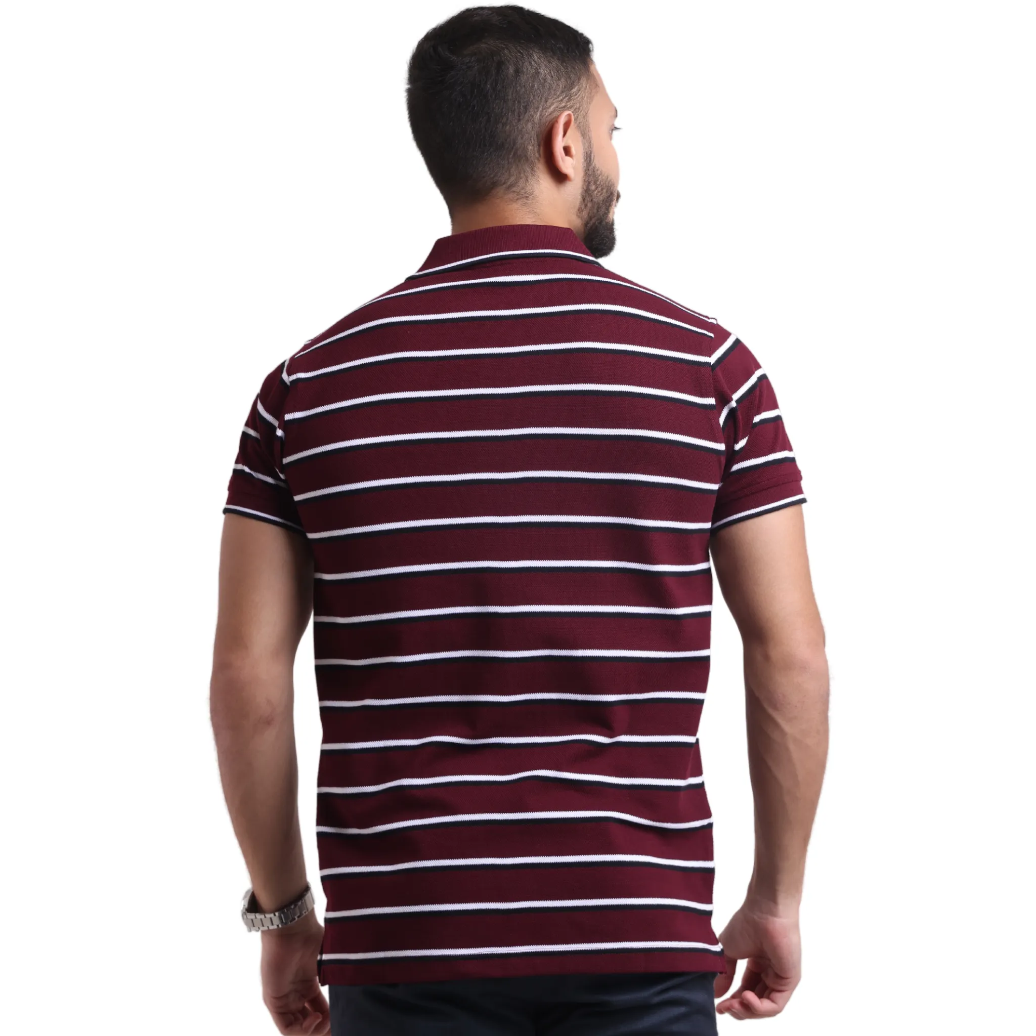 The Pique Contrast Stripes Designer Polo