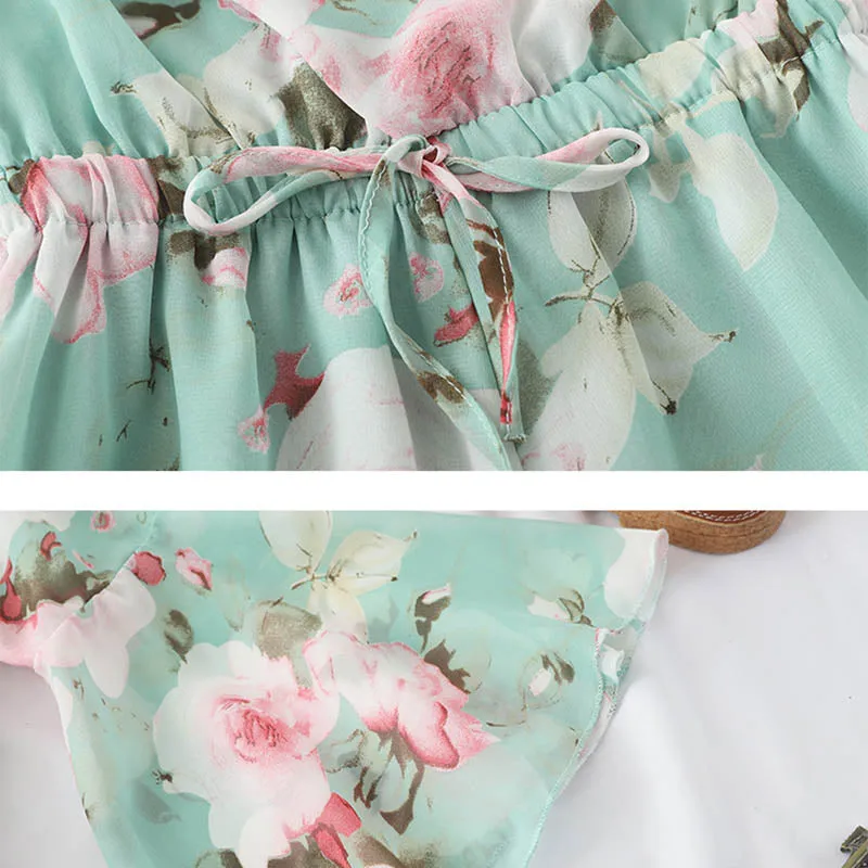 V-neck Floral Printed Rompers