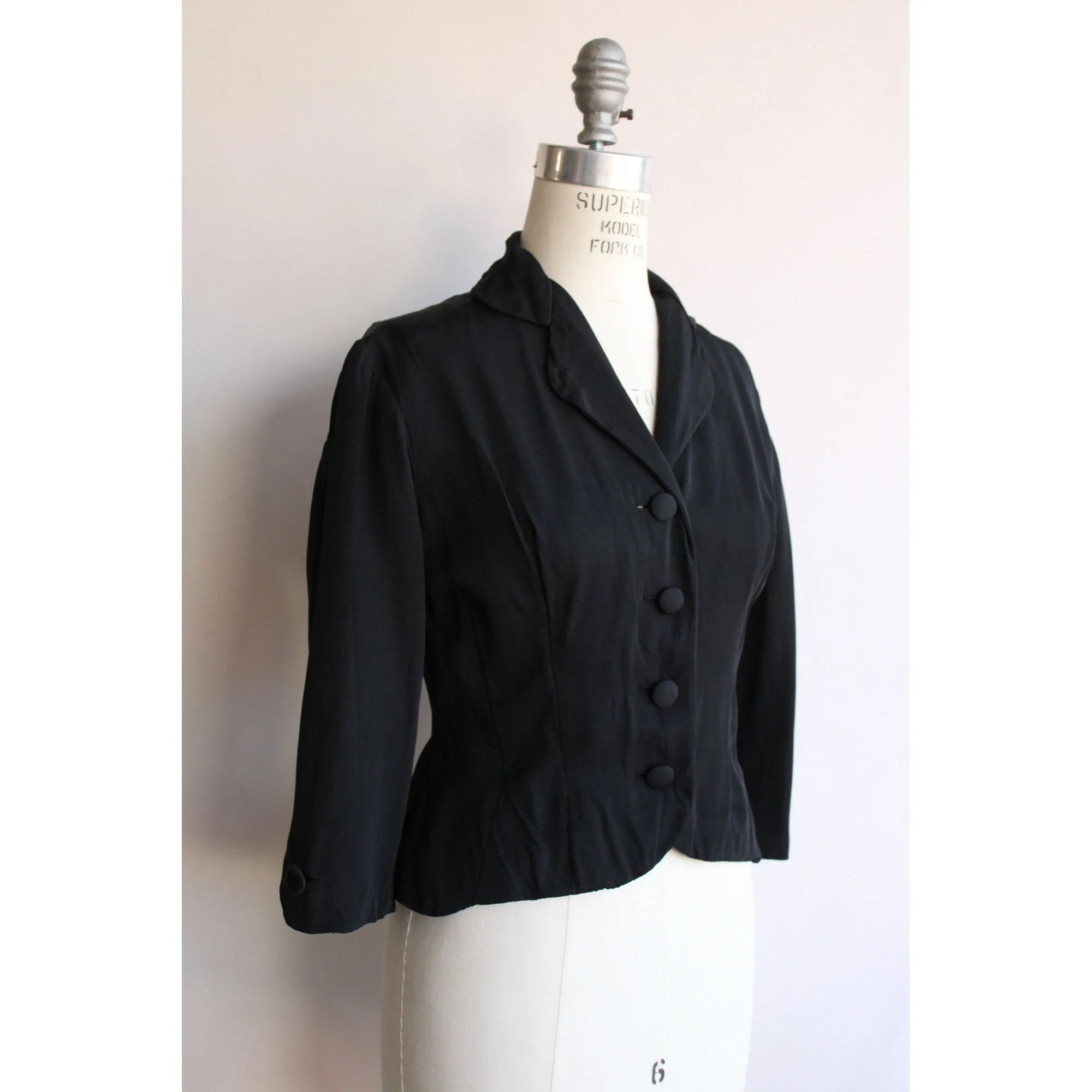 Vintage 1950s Black Rayon New Look Jacket
