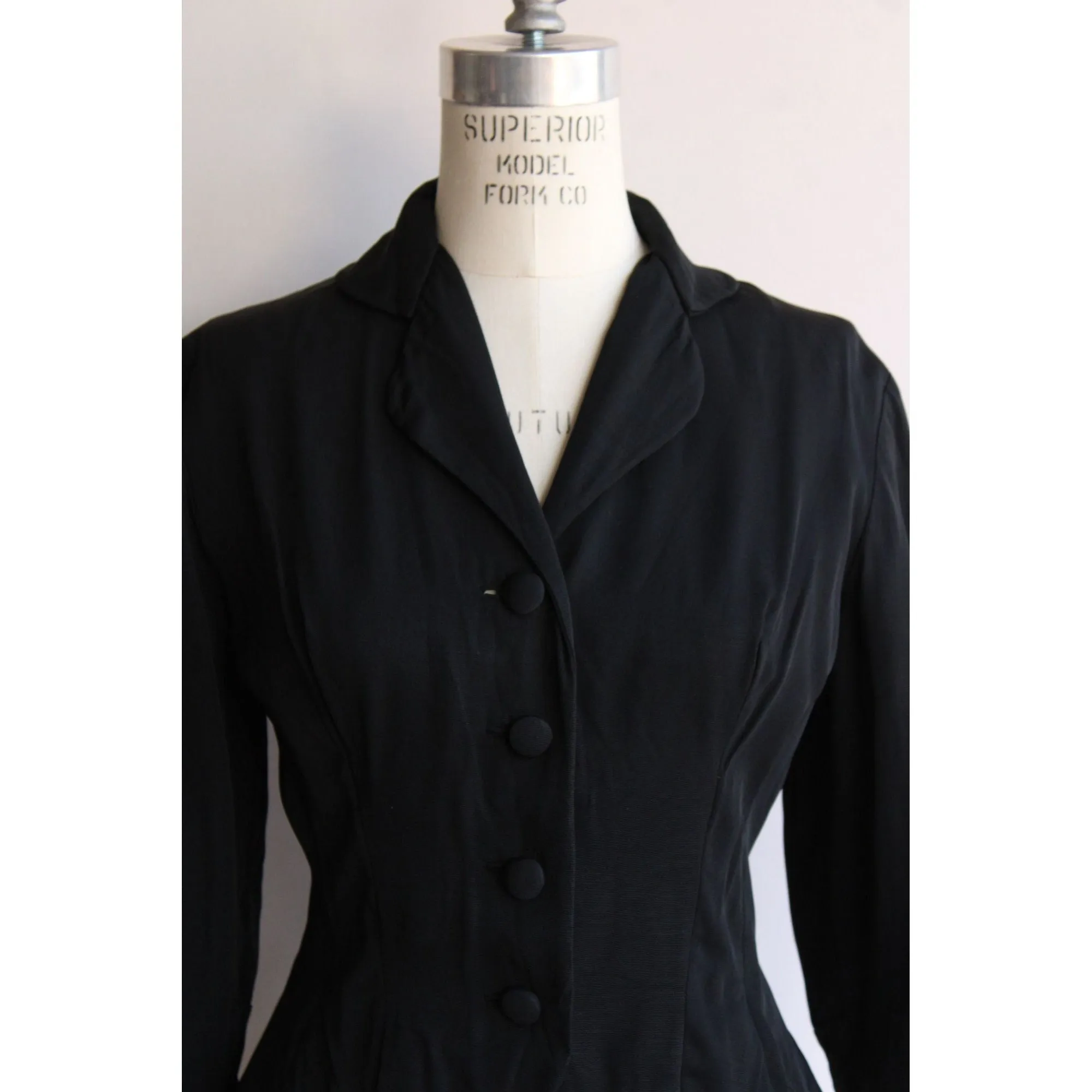Vintage 1950s Black Rayon New Look Jacket
