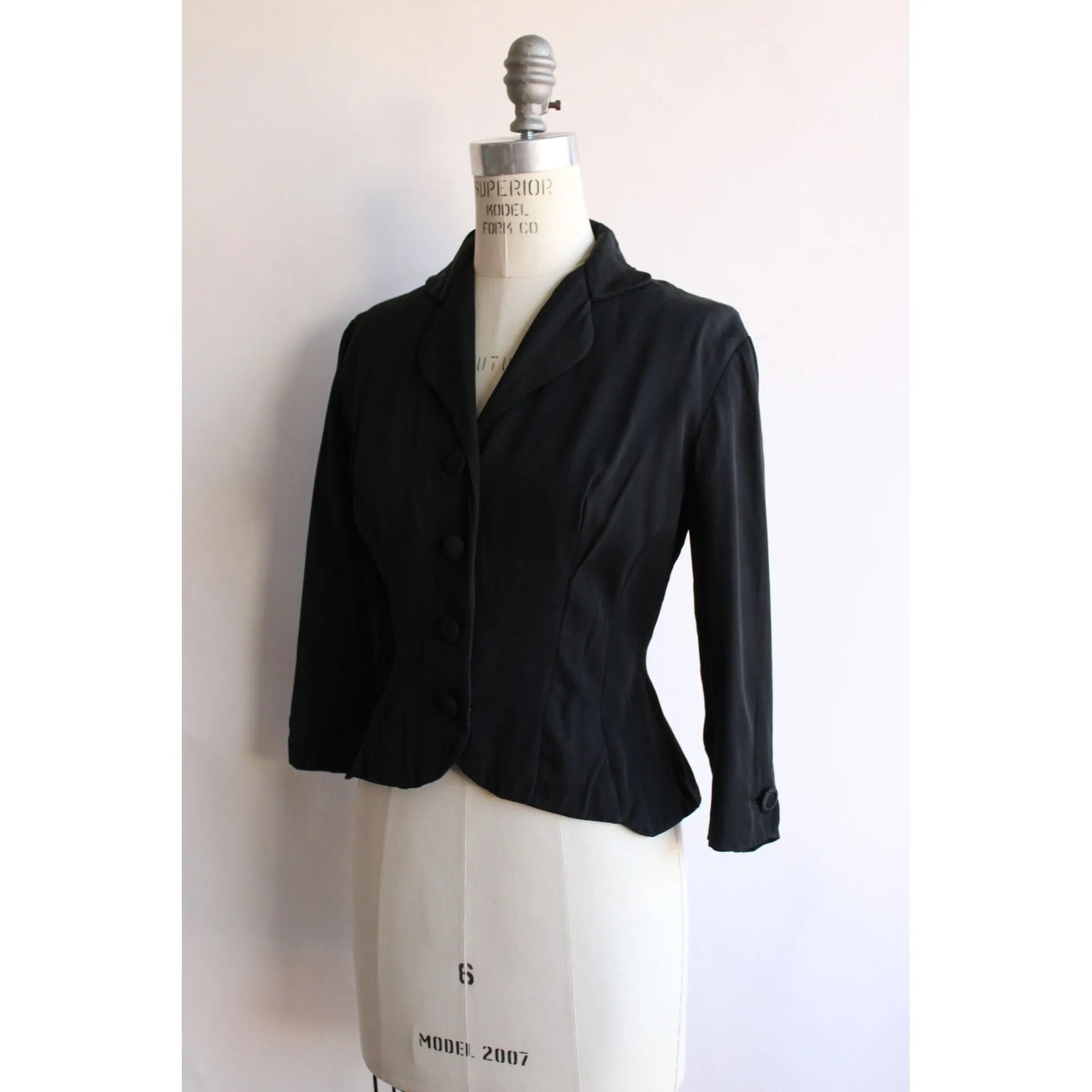 Vintage 1950s Black Rayon New Look Jacket